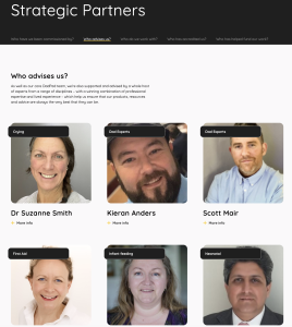 DadPad website screenshot showing top of the Strategic Partners page