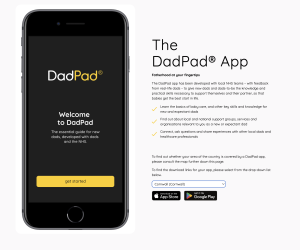 DadPad website screenshot showing option for selecting an individual app's download links