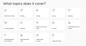 DadPad website screenshot showing topic icons for the DadPad