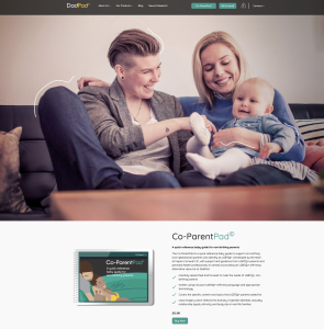 DadPad website screenshot of opening page for the Co-ParentPad
